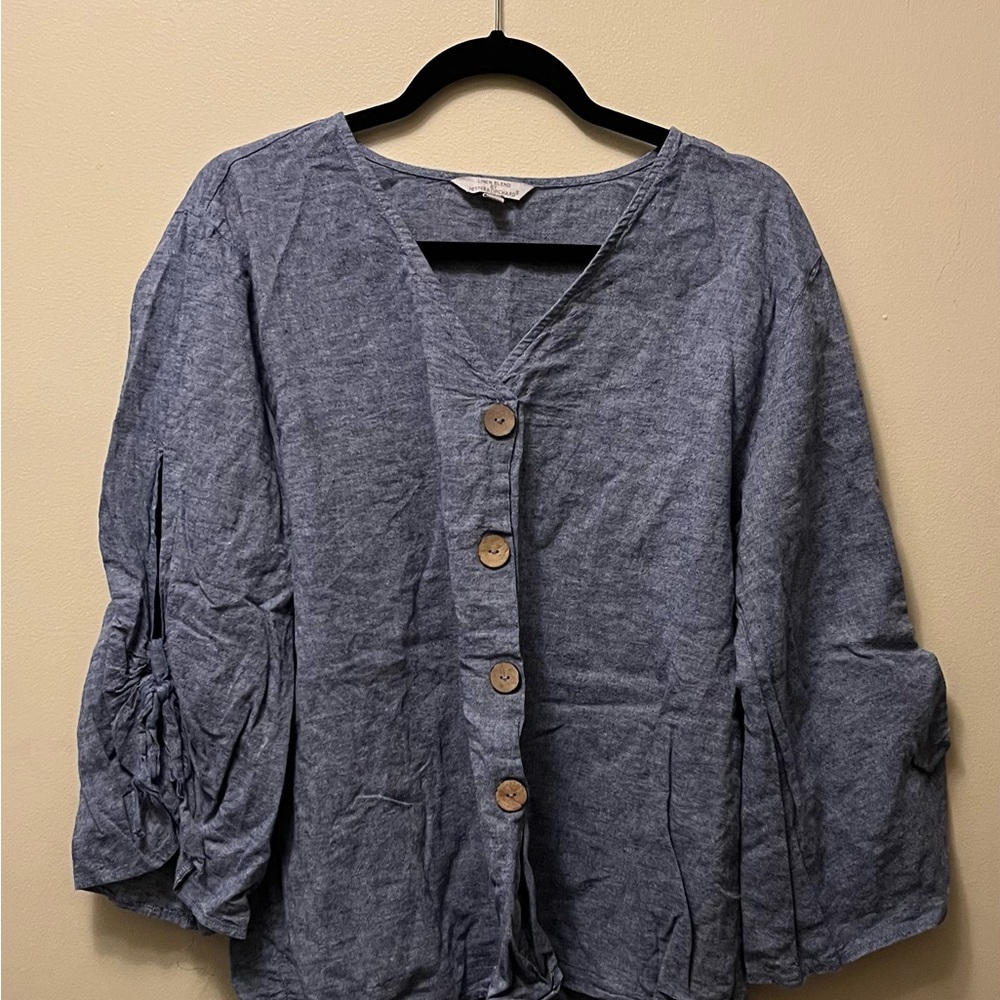 Women's Blue Button-Up Blouse